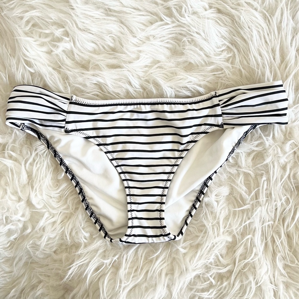 Victoria’s Secret Knockout Bikini Bottom in White with Black Stripes - NWOT